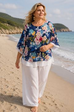 Picture of CURVY GIRL ELEGANT CHIFFON TOP WITH COTTON LINING